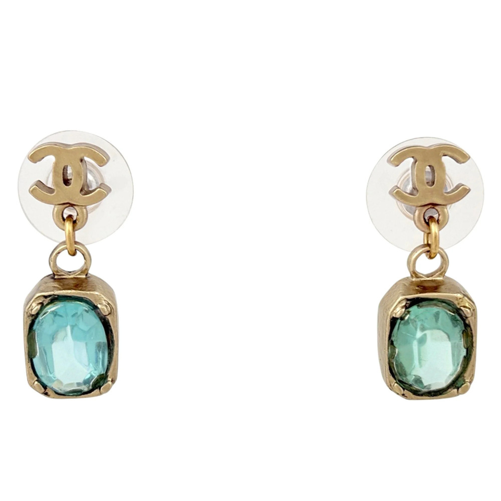 CHANEL Blue Logo Earrings